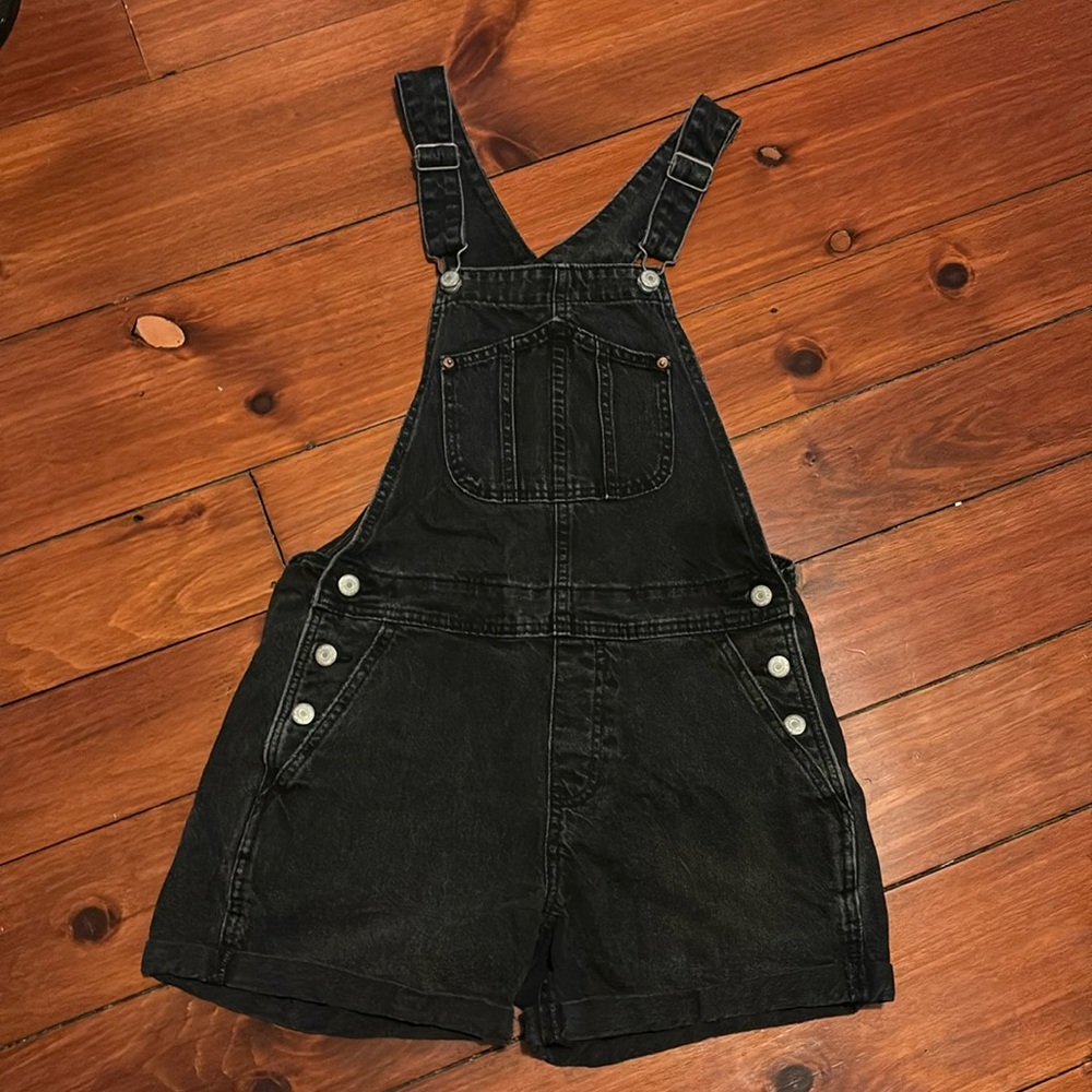 Old Navy black denim shortalls